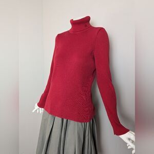 90s Ralph Lauren Ribbed turtleneck Red with logo size L